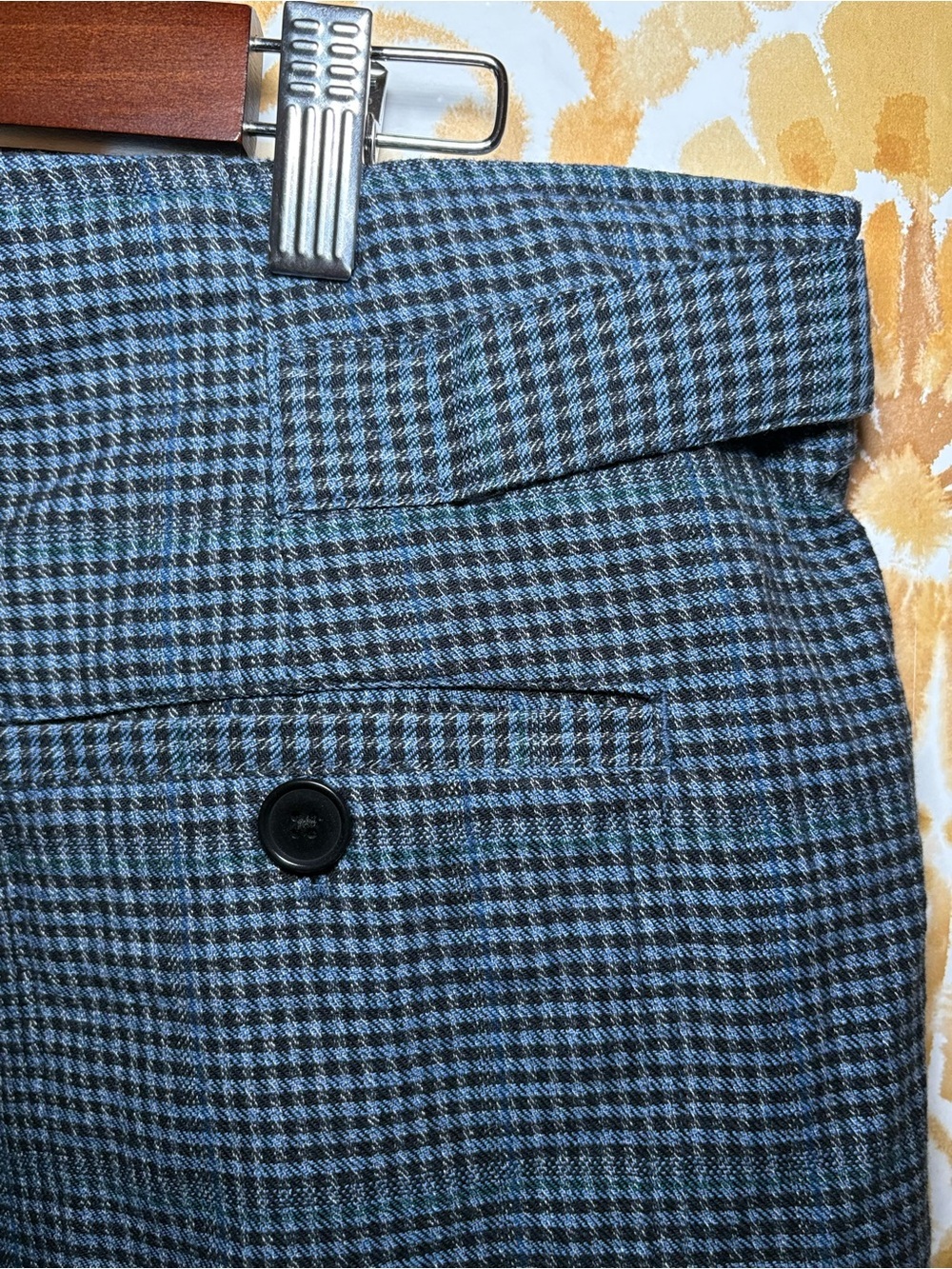 Sundance Blue Plaid Cropped Pants Boho Artisan Trouser Ankle Pants Casual Chic - Picture 7 of 9